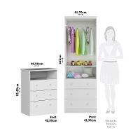 Jogo De Quarto Infantil Smim Guarda Roupa 2 Portas E Cômoda 3 Gavetas Branco Brilho - Móveis Peroba Branco Brilho - 6