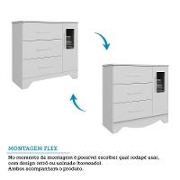 Jogo De Quarto Infantil Popy Retrô Plus Com Janelas Guarda Roupa E Cômoda Branco Brilho - Móveis Peroba