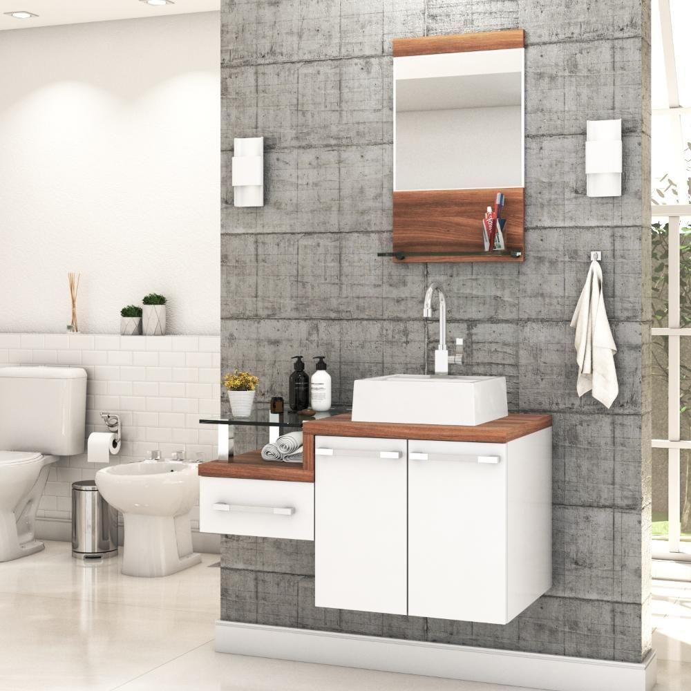 Conjunto Balcão C-cuba Q32 E Espelheira Legno 831 Branco Chess C-carvalho Dark Branco Chess C-nogal - 1