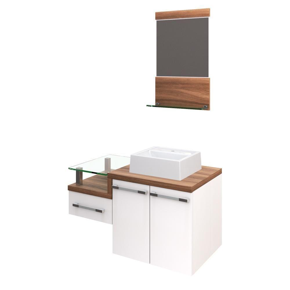 Conjunto Balcão C-cuba Q32 E Espelheira Legno 831 Branco Chess C-carvalho Dark Branco Chess C-nogal - 2