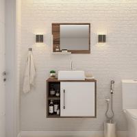 Conjunto Balcão C-cuba Q32 E Espelheira Soft 600 Nogal Nogal C-branco Chess - 1