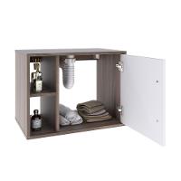 Conjunto Balcão C-cuba Q32 E Espelheira Soft 600 Nogal Nogal C-branco Chess - 3