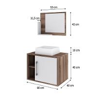 Conjunto Balcão C-cuba Q32 E Espelheira Soft 600 Nogal Nogal C-branco Chess - 5