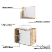 Conjunto Balcão C-cuba Q32 E Espelheira Soft 600 Carvalho Carvalho C-branco Chess