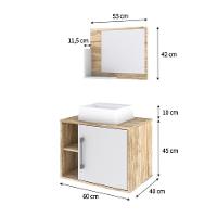 Conjunto Balcão C-cuba Q32 E Espelheira Soft 600 Carvalho Carvalho C-branco Chess - 5