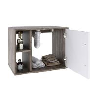 Conjunto Balcão C-cuba Q32 E Espelheira Soft 600 Carvalho Dark Carvalho Dark C-branco Chess - 3