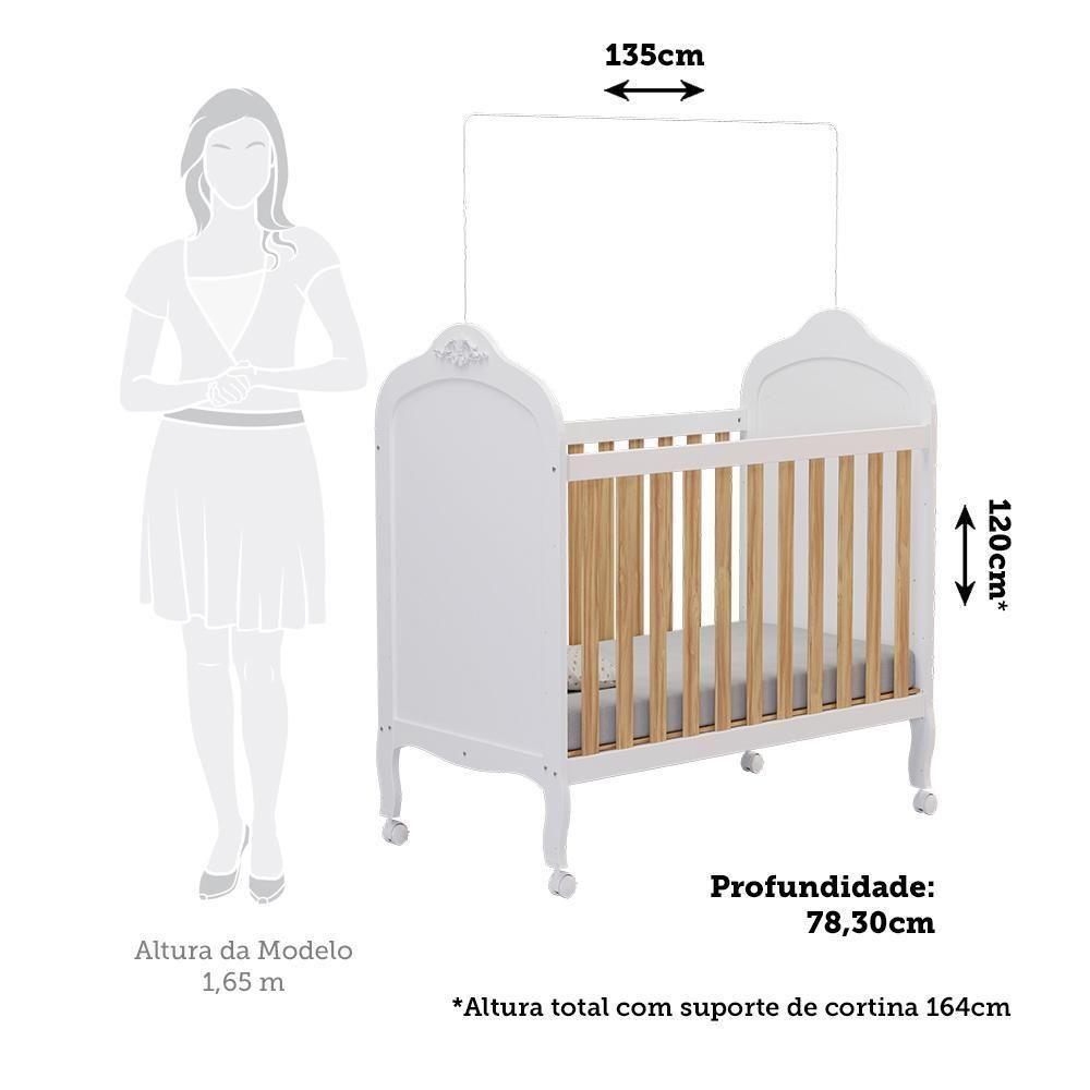 Jogo De Quarto Infantil Elô Com Janela Cômoda E Berço Branco Brilho/amêndoa - Móveis Peroba - 6