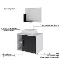 Conjunto Balcão C-cuba Q32 E Espelheira Soft 600 Branco Chess C-nogal Branco Chess C-preto ônix