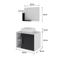 Conjunto Balcão C-cuba Q32 E Espelheira Soft 600 Branco Chess C-nogal Branco Chess C-preto ônix - 5