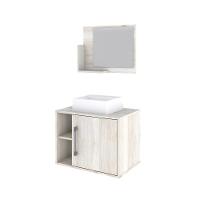 Conjunto Balcão C-cuba Q32 E Espelheira Soft 600 Nogal C-preto ônix Snow - 2