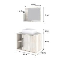 Conjunto Balcão C-cuba Q32 E Espelheira Soft 600 Nogal C-preto ônix Snow - 5