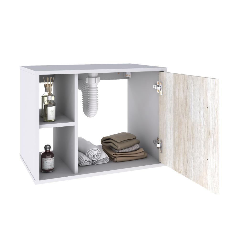 Conjunto Balcão C-cuba Q32 E Espelheira Soft 600 Branco Chess C-preto ônix Branco Chess C-snow - 3