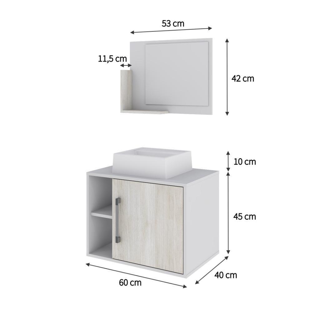 Conjunto Balcão C-cuba Q32 E Espelheira Soft 600 Branco Chess C-preto ônix Branco Chess C-snow - 5