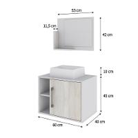 Conjunto Balcão C-cuba Q32 E Espelheira Soft 600 Branco Chess C-preto ônix Branco Chess C-snow - 5