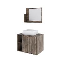 Conjunto Balcão C-cuba Q32 E Espelheira Soft 600 Carvalho C-preto ônix Carvalho Dark - 2