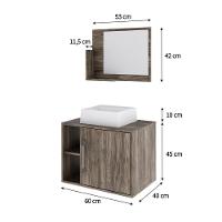 Conjunto Balcão C-cuba Q32 E Espelheira Soft 600 Carvalho C-preto ônix Carvalho Dark - 5