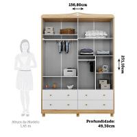 Jogo De Quarto Infantil Elô Guarda Roupa E Berço Branco Brilho/amêndoa - Móveis Peroba - 3