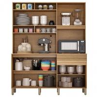 Armário Valdemóveis Paneleiro Canastra 5 Portas 1 Gaveta Cinamomo Grafite - 2