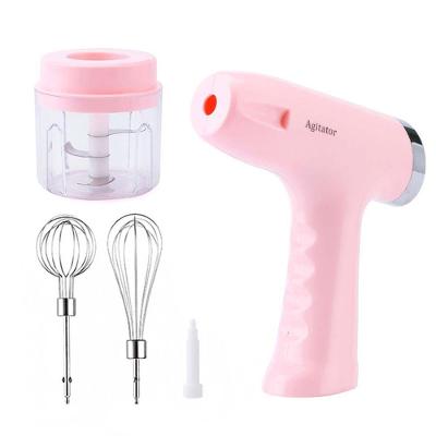 Batedeira Processador Mini Triturador Elétrico Rosa 5 Velocidades Recarregável Usb Bivolt