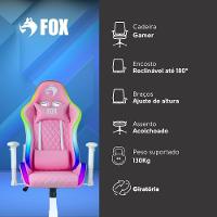 Cadeira Gamer Fox Racer Rgb Com Iluminação Led Rosa Ut-c1583l - 7
