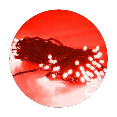 Cordão De Lampadas Led Pisca 10 Metros 80l Carregamento Solar Natal Vermelho