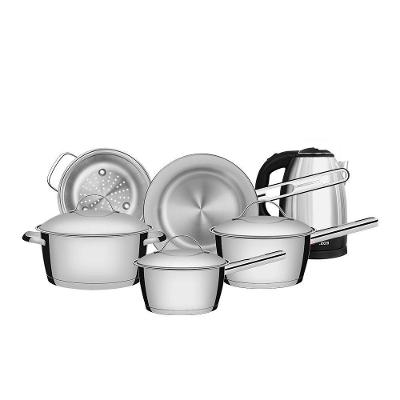 Conjunto De Panelas Allegra Inox 5 Peças E Chaleira Elétrica Ech01 1,8l 220v - Eos 220v