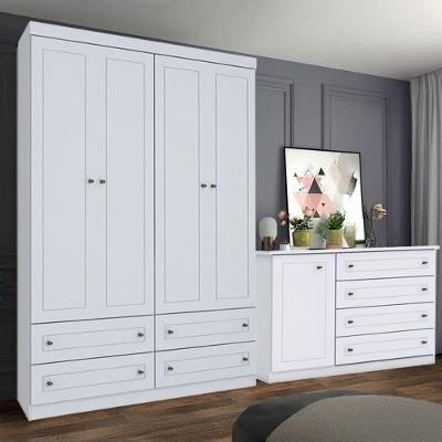 Conjunto Quarto Henn Americana 2 Peças 5 Portas 8 Gavetas Branco