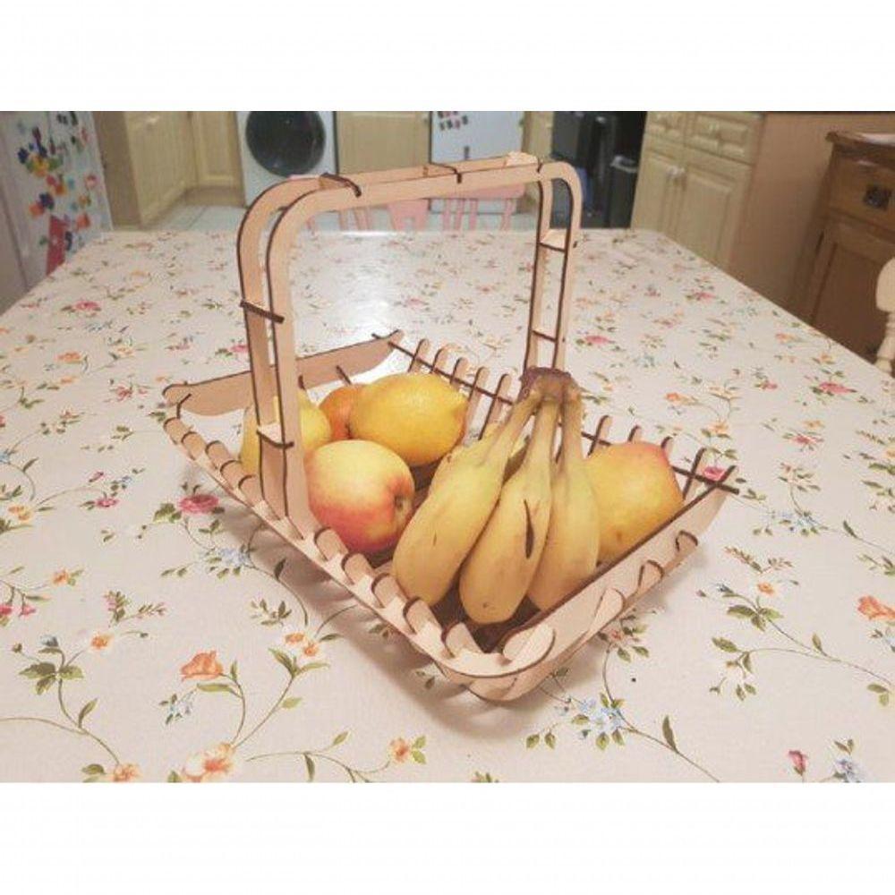 Cesta De Fruta Com Alça Corte à Laser Em Mdf - 2