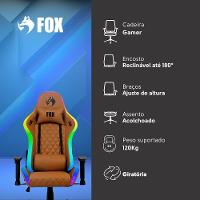 Cadeira Gamer Fox Racer Rgb Com Iluminação Led Marrom Ut-c1583l - 6
