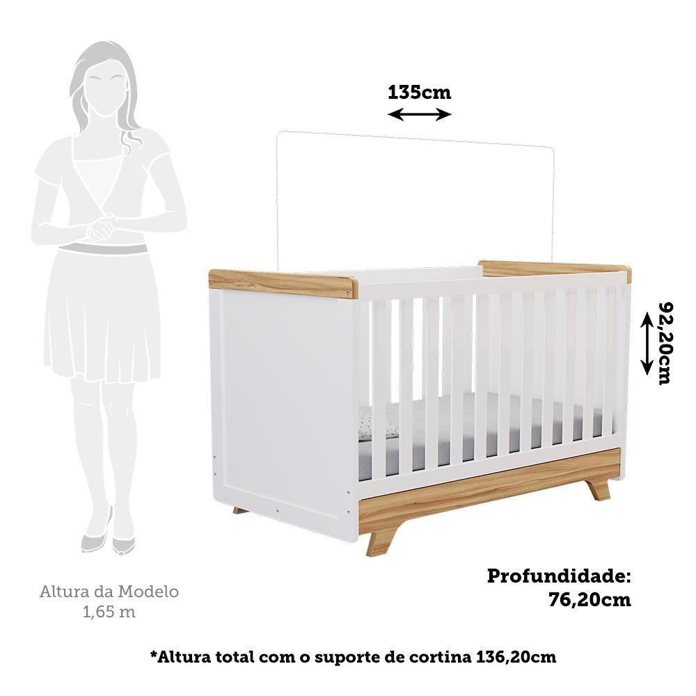 Jogo De Quarto Infantil Retrô Janelas Cômoda E Berço Branco Brilho/amêndoa - Móveis Peroba - 6