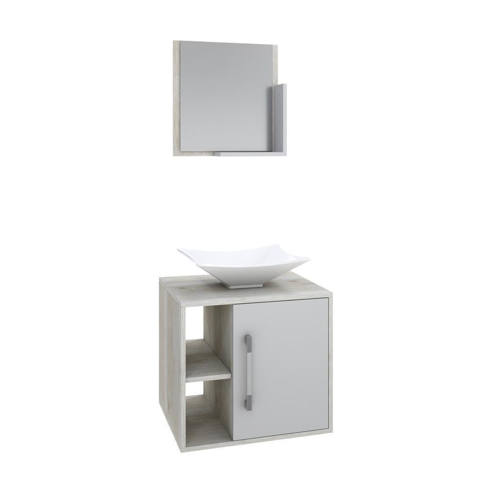 Conjunto Balcão C-cuba L38 E Espelheira Soft 500 Snow Snow C-branco Chess - 2