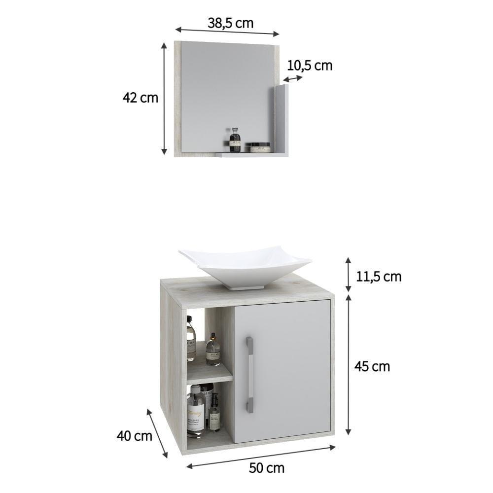 Conjunto Balcão C-cuba L38 E Espelheira Soft 500 Snow Snow C-branco Chess - 5