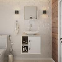 Conjunto Balcão C-cuba L38 E Espelheira Soft 500 Snow Snow C-branco Chess - 1