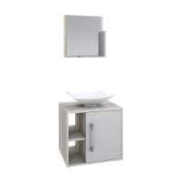 Conjunto Balcão C-cuba L38 E Espelheira Soft 500 Snow Snow C-branco Chess - 2