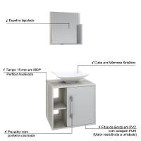 Conjunto Balcão C-cuba L38 E Espelheira Soft 500 Snow Snow C-branco Chess