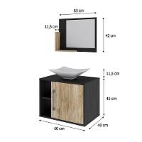 Conjunto Balcão C-cuba L38 E Espelheira Soft 600 Preto ônix C-branco Chess Preto ônix C-carvalho - 5