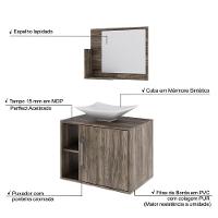 Conjunto Balcão C-cuba L38 E Espelheira Soft 600 Carvalho C-preto ônix Carvalho Dark