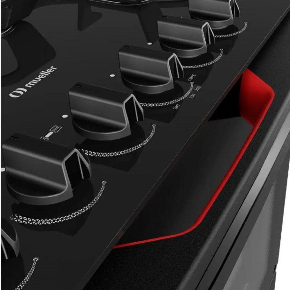 Fogão Mueller 5 Bocas Com Mesa De Vidro E Grades De Ferro Preto Bivolt - 2