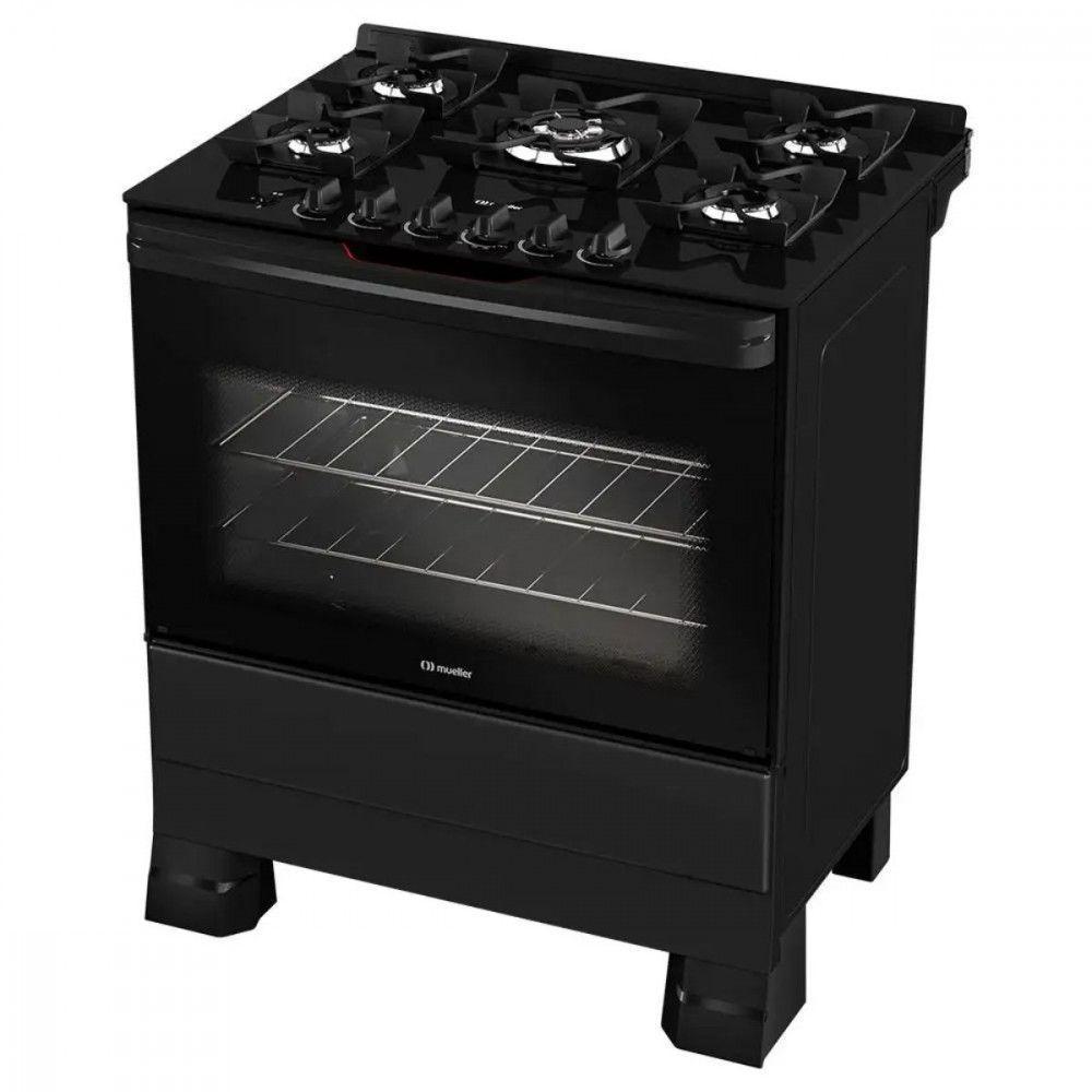 Fogão Mueller 5 Bocas Com Mesa De Vidro E Grades De Ferro Preto Bivolt - 5