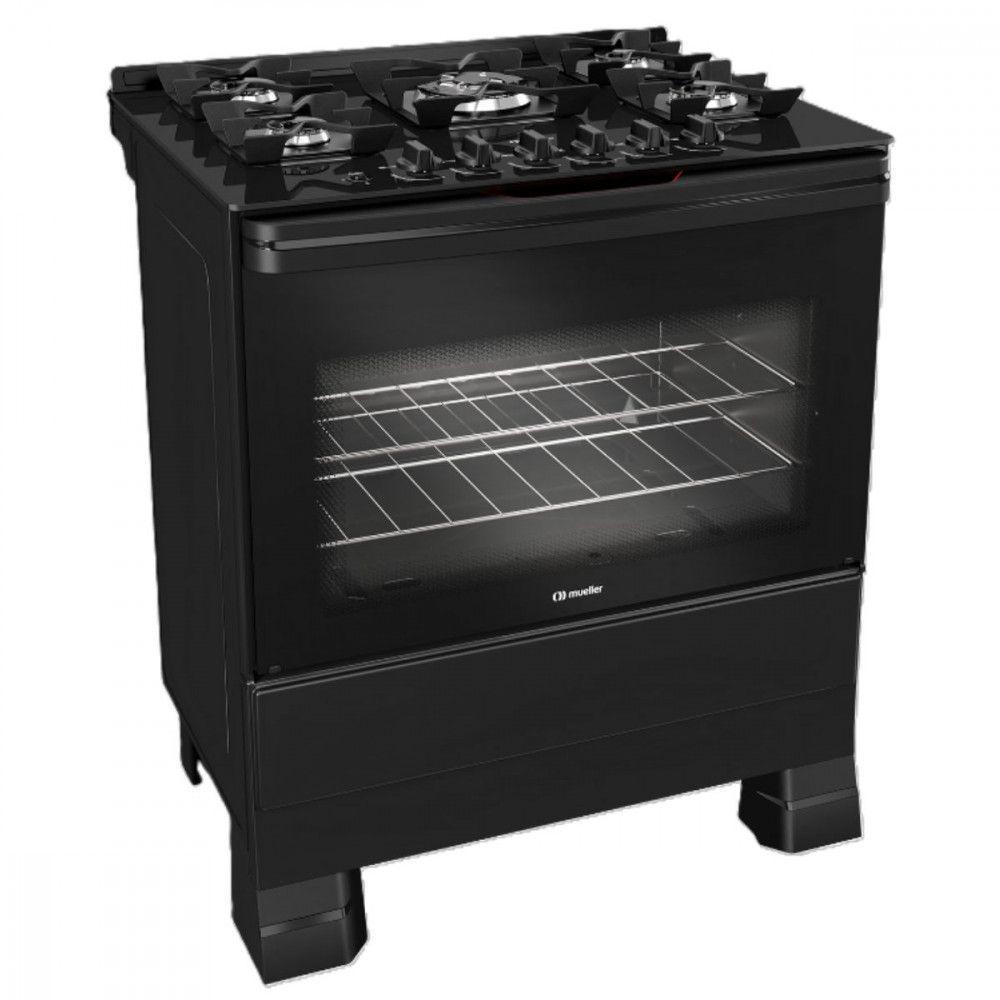 Fogão Mueller 5 Bocas Com Mesa De Vidro E Grades De Ferro Preto Bivolt - 6