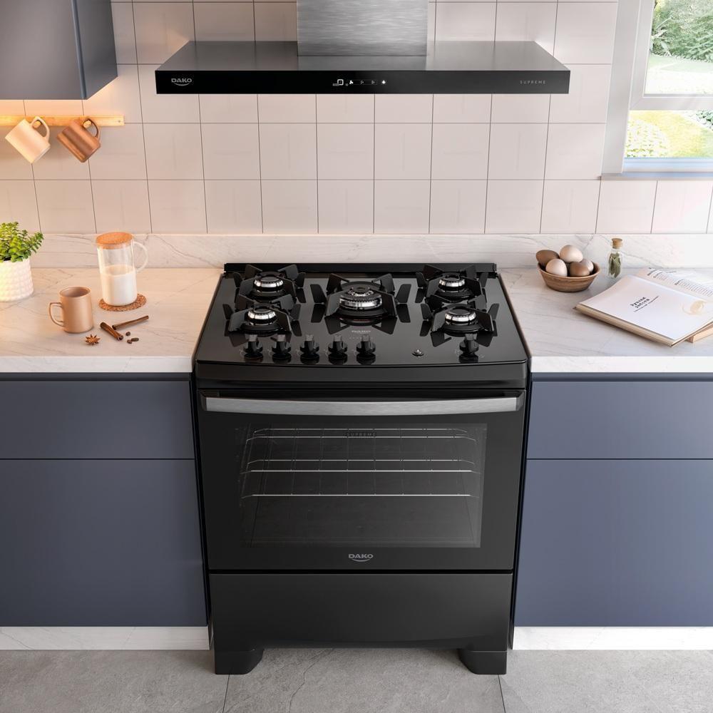 Fogão Dako 5 Bocas Com Mesa De Vidro Tripla Chama Supreme Glass Preto Bivolt - 8