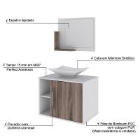 Conjunto Balcão C-cuba L38 E Espelheira Soft 600 Branco Chess C-carvalho Dark Branco Chess C-nogal