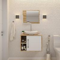 Conjunto Balcão C-cuba L38 E Espelheira Soft 600 Carvalho Carvalho C-branco Chess - 1