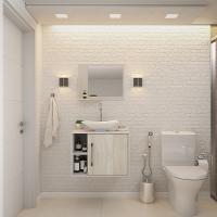 Conjunto Balcão C-cuba L38 E Espelheira Soft 600 Branco Chess C-preto ônix Branco Chess C-snow - 1