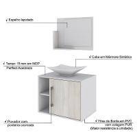 Conjunto Balcão C-cuba L38 E Espelheira Soft 600 Branco Chess C-preto ônix Branco Chess C-snow