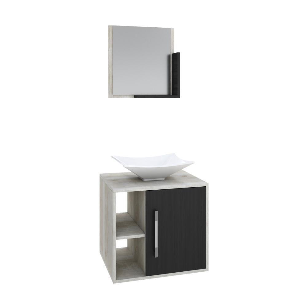 Conjunto Balcão C-cuba L38 E Espelheira Soft 500 Snow C-branco Chess Snow C-preto ônix - 2