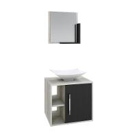 Conjunto Balcão C-cuba L38 E Espelheira Soft 500 Snow C-branco Chess Snow C-preto ônix - 2