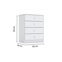 Cômoda Solteiro Labirinto 4 Gavetas Branco - Henn - 3