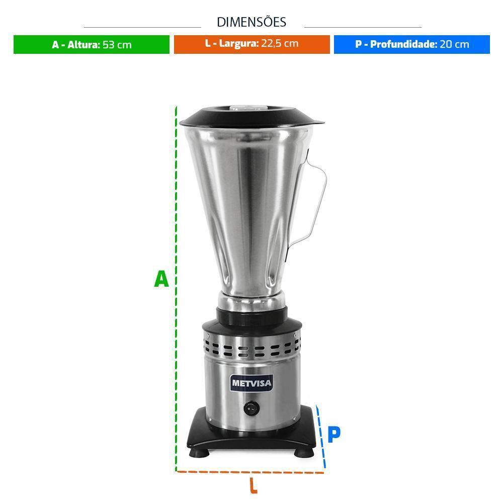 Liquidificador Alta Rotação De Uso Domestico E Comercial Copo Inox 3,5L 1000W LAR.4 Metvisa 220V - 2