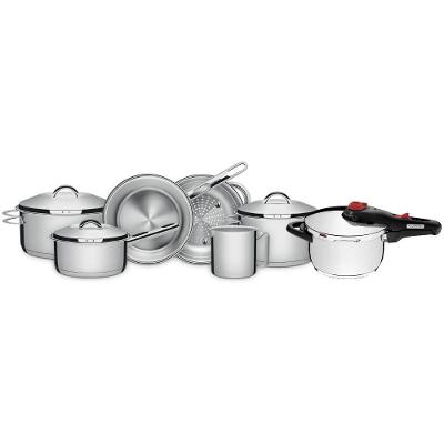 Jogo Panelas Tramontina Solar Inox 7 Peças Fundo Triplo